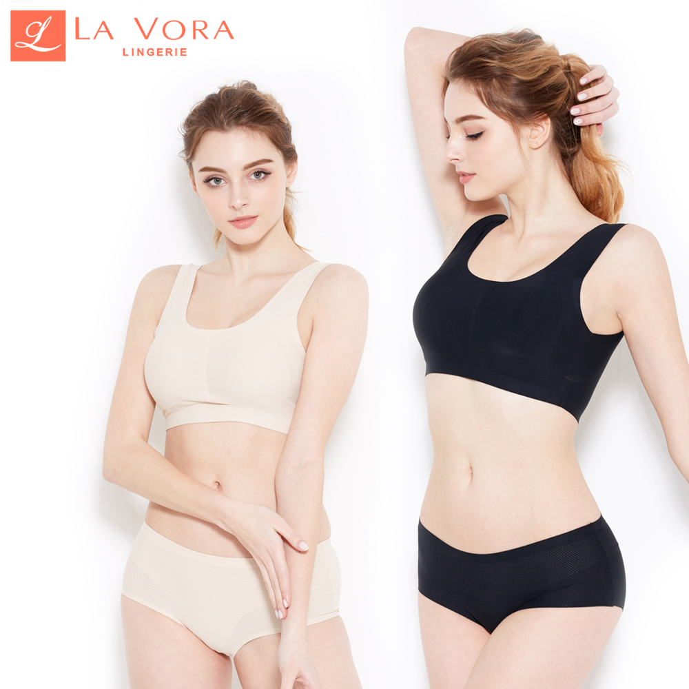 라보라 심리스 누디 노와이어 스포츠 브라 노라인 팬티 모달 런닝 캡나시
