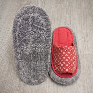 플라워 레드 탈부착형 청소슬리퍼 거실화