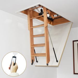 프리미엄 느티나무 원목 자동 다락방 사다리 SWH-WA2500/하중 400kg