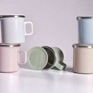 JVR 모노 사무용 사무실 홈카페 스텐뚜껑덮개머그 4P Set