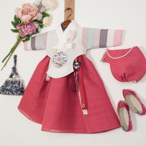 청담 색동 여아 한복 - 아이보리당의 벽돌 (백일-15호)돌 아기 유아 아동 주니어 명절