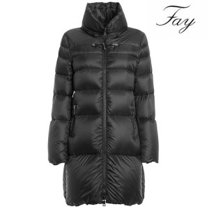 [국내/패션툴즈] Fay 페이 여성 패딩 메탈후크 하이넥 롱패딩 블랙 S (국내55 사이즈)