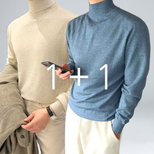 1+1 남자 캐시미어 니트 반폴라 목폴라 라운드 오버핏 빅사이즈 긴팔