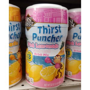 First Street Thirst Puncher Pink Lemonade Drink Mix 퍼스트 스트리트 써스트 펀처 핑크 레모네이드 드링크 믹스 32oz(907g) 2팩