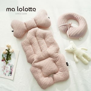 마롤로뜨 유모차라이너+목쿠션 세트 100수 누빔 시트 신생아 아기 통통 라이너 인디핑크