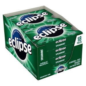 Eclipse 이클립스 껌 스피어민트 18입 8팩(1박스) Spearmint Sugarfree Gum, 18 Piece (Pack of 8)