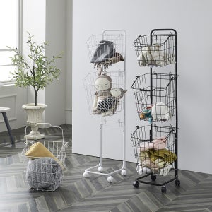 로웰 이동식 3단 대형 다용도 사각 빨래바구니 분리수거함 햄퍼