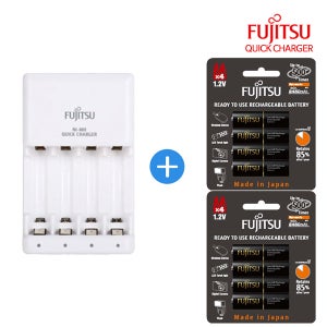 후지쯔 프리미엄 AA 충전지 8알+신형급속 충전기 세트