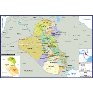 이라크 지도 중size 코팅형 150cmx110cm 영문판