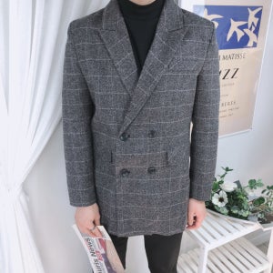 울 체크 블레이져 자켓
