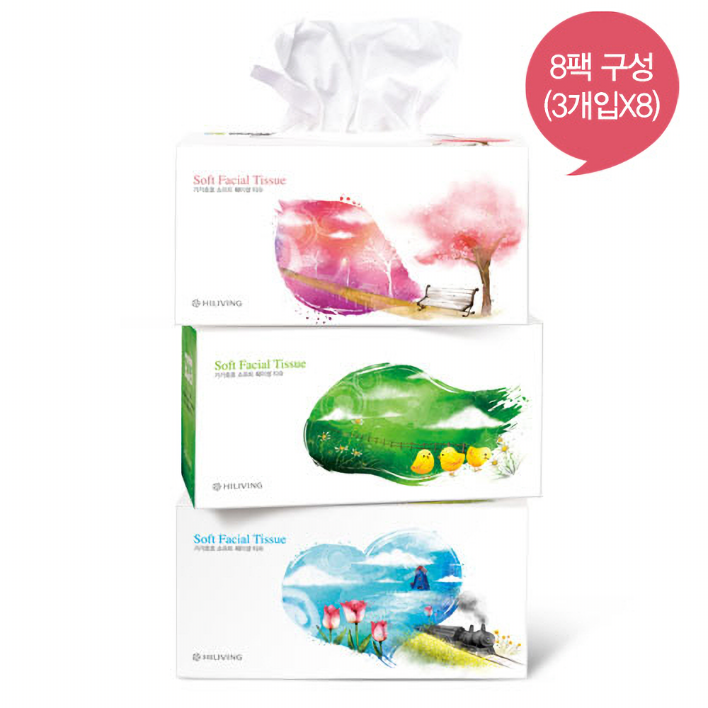 소프트 훼이셜 티슈 (3개입 x 8팩)