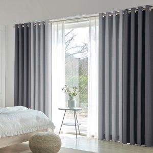 [20평대] NEW 브라우니 암막커튼 4장+쉬폰 속커튼 5장 SET 핀형(커튼레일2개)