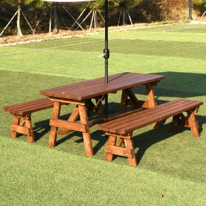 야외테이블세트 정원카페 편의점테라스 야외용테이블 4인분리형월넛