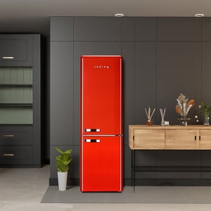 쿠잉 레트로 소형냉장고 REF-C270 레드 미니 원룸 사무실 음료수 신혼 슬림