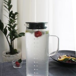 [H&K]스텐뚜껑 내열유리 물병 1300ml