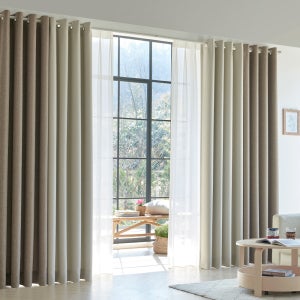 [20평대] 브라우니 암막커튼 4장+쉬폰 속커튼 5장 SET 핀형(커튼레일2개)