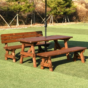 야외테이블 세트 정원 파라솔 편의점테라스 테이블 한쪽등받이 4인도색