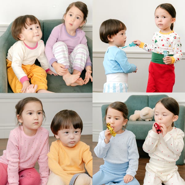 5+1 아기 내복 순면 양면 자가드 신생아 실내복 가을 겨울 봄 긴팔 상하 내의 세트