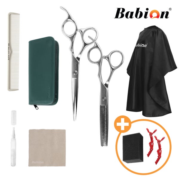 바비온 고급 Silky 미용 일자 숱 앞머리 셀프 빗 커트보 10종 세트 가위 15cm(6인치)
