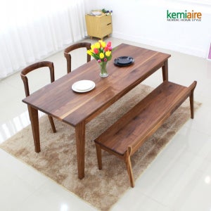 케미에르 클로이드 호두나무원목 벤치형 4인식탁SET KRS-401B