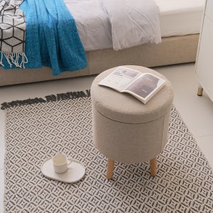 패브릭 원목 수납형 스툴 화장대 의자