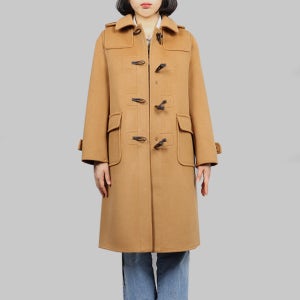 여성 겨울 울 핸드메이드 이중지원단 후드 탈부착 롱 떡볶이 더플 코트