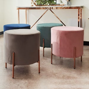 덩그레 벨벳 로즈골드 프레임 화장대 콘솔 의자