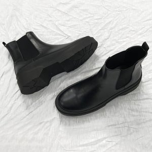 소가죽 더블솔 남자 첼시부츠 /블랙 굽높은 키높이 효과