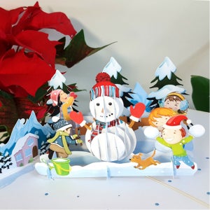 입체 팝업카드 눈사람과아이들 크리스마스카드