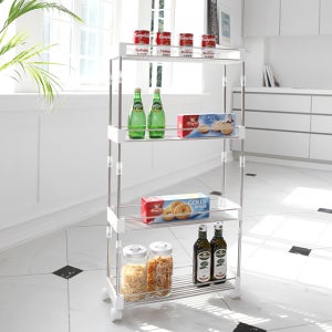 높이조절 틈새 선반 4단 슬림 이동식 트롤리 주방