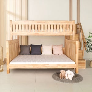 수앤홈 엘리 분리형 원목 패밀리 2층침대 수납형 계단 슈퍼싱글 퀸