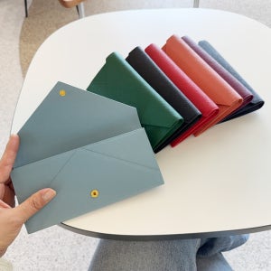 이니셜각인 천연소가죽 사피아노 여자장지갑 수제 빨간 지폐 장지갑 얇은 슬림 손지갑 선물포장