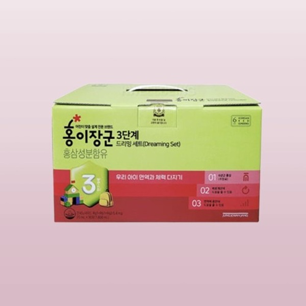 (백화점<b>동일</b> 최신품) 정관장 홍이장군 3단계 90포 드리밍 세트 면역력 8~10세 어린이