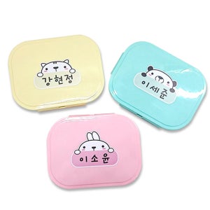 팬더몰 어린이집 유치원 일체형 스텐 식판 일체형 분홍 이름표형 곰돌이