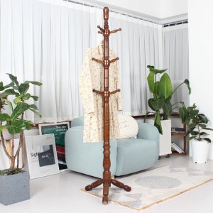 링 튼튼한 원목 스탠드 옷걸이 긴옷 외투 우드 나무 바지 긴옷 걸이 행거