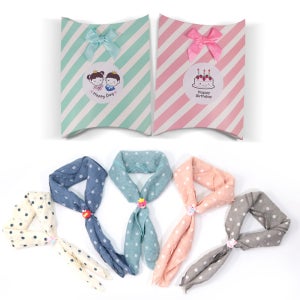 도트 미니 스카프 선물 세트 어린이집 유치원 답례품 유아 아동 생일 사각 거즈 면 환절기