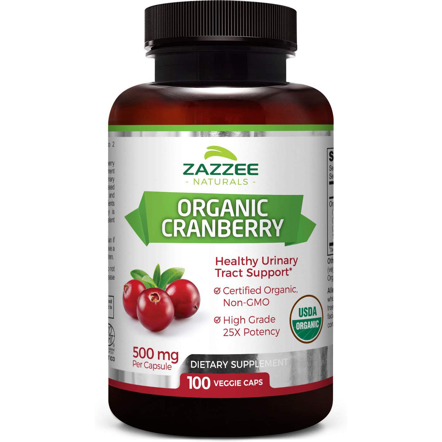 Zazzee - organic <b>cranberry</b> 재지 크랜베리 500mg 100정