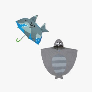 스테판조셉 레인 후드판초 + 입체 팝업우산 상어