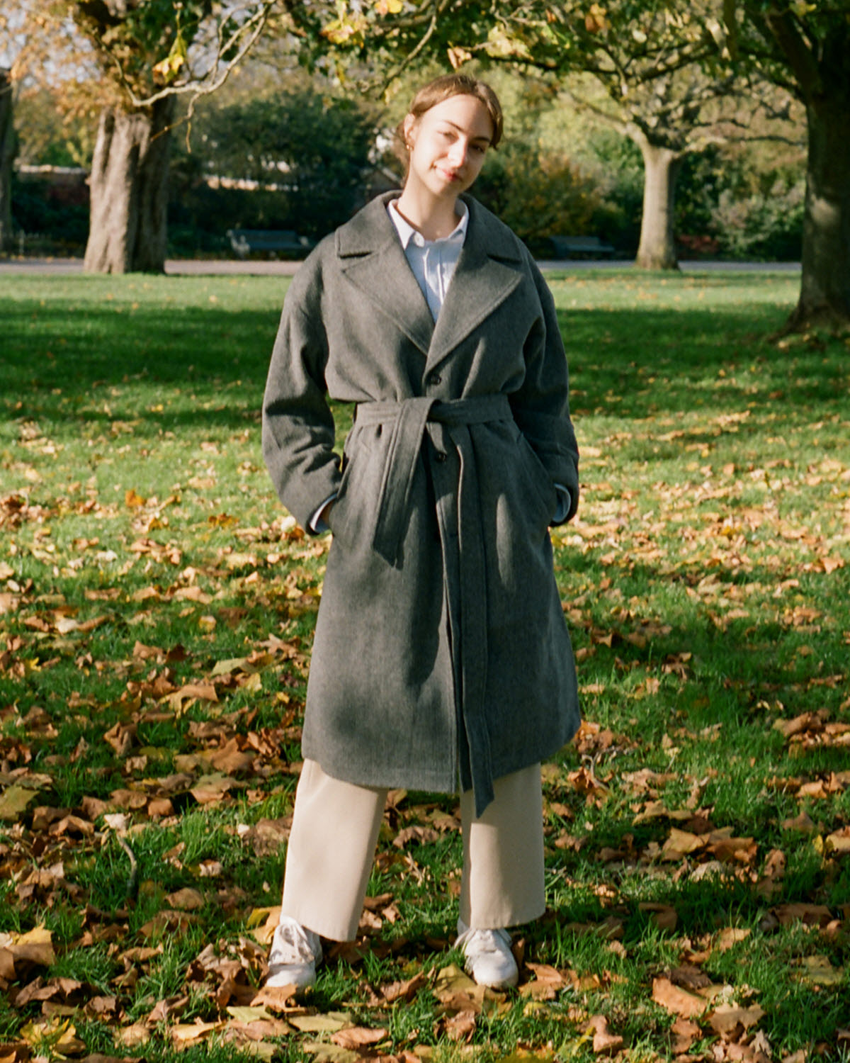 [킥더빗] BELTED WOOL COAT(GREY HERRINGBONE)