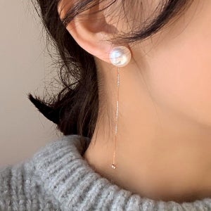[무배] 실버925 로즈골드 진주 투웨이 롱 드롭 귀걸이