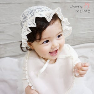 채니봉봉 드리아 레이스 보넷 신생아모자