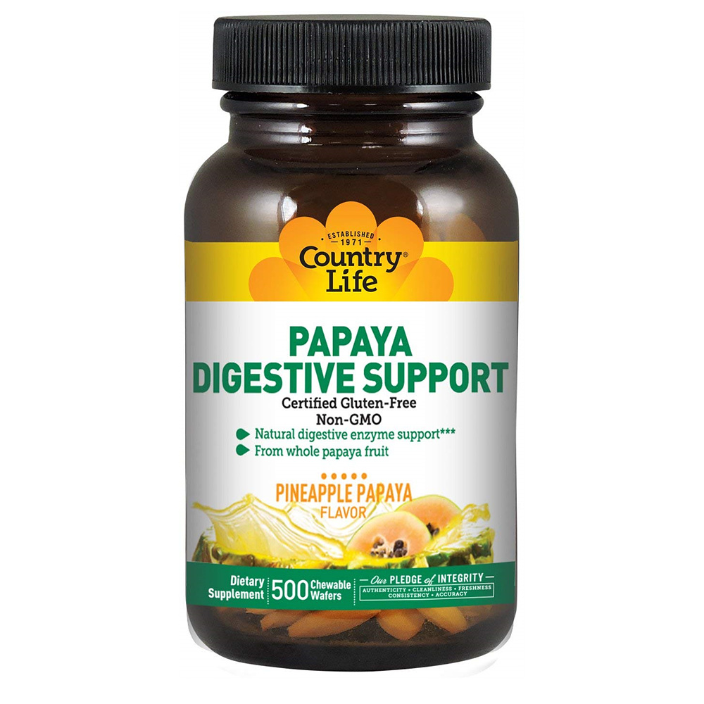 Country Life 컨트리 라이프 파파야 파인애플맛 500정 Papaya Digestive Support Pineapple Papaya Flavor