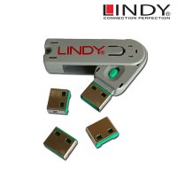 USB 포트 락 LINDY-40451 USB잠금장치 보안블럭 (1키+4블럭) 그린
