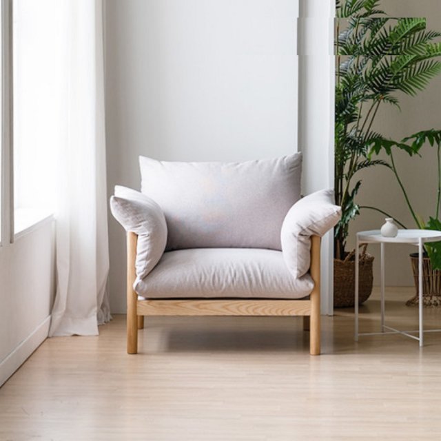 레이디가구 다인 100% 원목 1인용 패브릭 소파