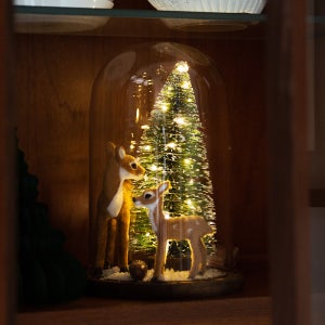 크리스마스 LED 미니트리 유리돔 사슴가족