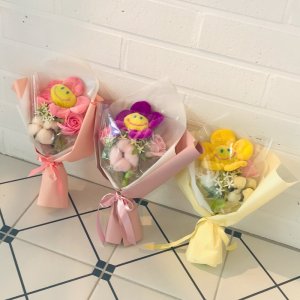 미니 스마일 꽃인형 꽃다발 3color [학예회 졸업 스마일 인형 선물]