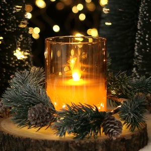 글라스 LED촛불 크리스마스 캔들 전자 양초 무드등 불멍 샴페인골드