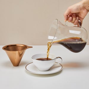 빈플 티타늄 핸드드립세트 CF03 (스텐필터 커피 드리퍼+카라페 내열유리서버) 받침대 제공