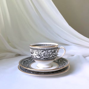 빈티지 웨지우드 플로렌틴 블랙 리잔 커피잔 앤틱찻잔 세트