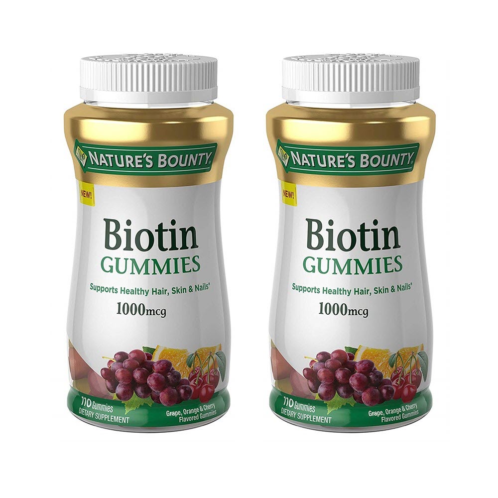 Nature’s Bounty Biotin Gummies 네이처스 바운티 <b>비오틴 구미 1000 mcg</b> 포도 오렌지 체리 맛 110구미 2팩